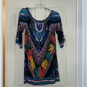 Multi colored off the shoulder dress